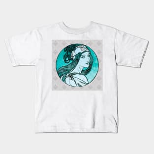 Vintage Twenties Girl - Alphonse Mucha Kids T-Shirt